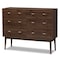 Baxton Studio Disa Mid-Century Modern Walnut Brown Finished 6-Drawer Dresser 142-8006 - alternate 1